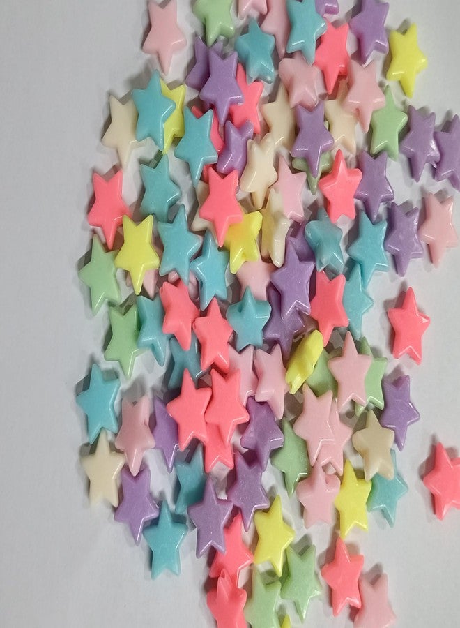 3A Featuretail Pastel Colors Plastic Beads, Spacer Beads, DIY Jewellery Craft Making for Necklase, Bracelet, Earring (12MM 200pcs, Multicolor Star) - Image 2